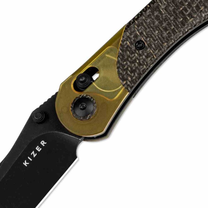Couteau Kizer Mini Mystic Micarta Lame Acier 154CM Blk Manche Micarta/PEI Clutch Lock KIV3636C1 - Livraison Gratuite