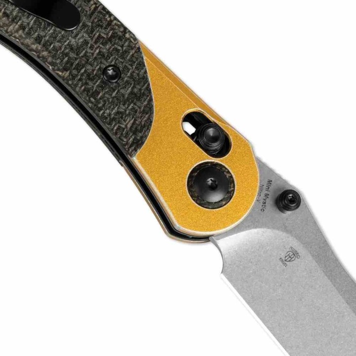 Couteau Kizer Mini Mystic Manche Micarta/Aluminium Cuivre Lame Nitro-V Clutch Lock Clip KIV3636A2 - Livraison Gratuite