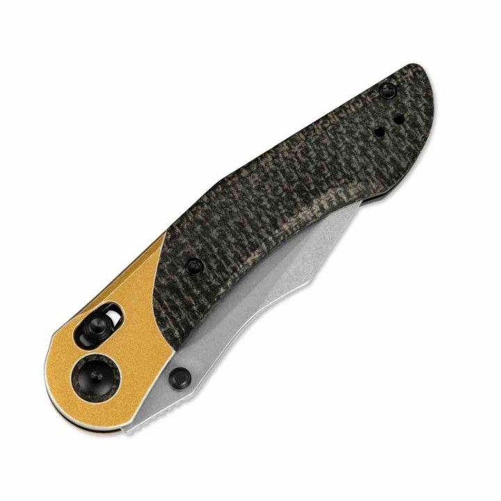 Couteau Kizer Mini Mystic Manche Micarta/Aluminium Cuivre Lame Nitro-V Clutch Lock Clip KIV3636A2 - Livraison Gratuite