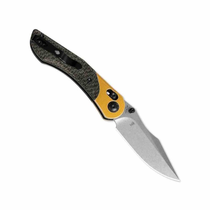 Couteau Kizer Mini Mystic Manche Micarta/Aluminium Cuivre Lame Nitro-V Clutch Lock Clip KIV3636A2 - Livraison Gratuite