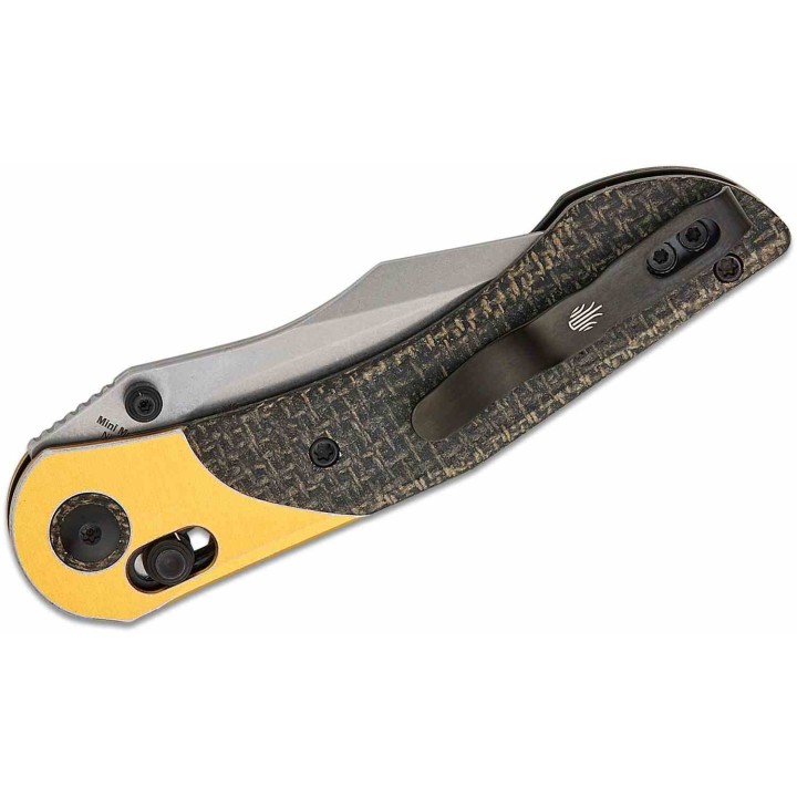 Couteau Kizer Mini Mystic Manche Micarta/Aluminium Cuivre Lame Nitro-V Clutch Lock Clip KIV3636A2 - Livraison Gratuite
