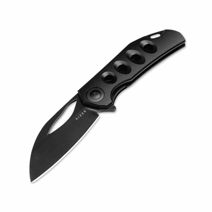 Couteau Kizer Hawk Polished DLC Titanium Lame Acier CPM S45VN Manche Black Titane Liner Lock KI4683A1 - Livraison Gratuite