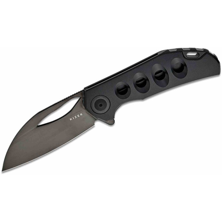 Couteau Kizer Hawk Polished DLC Titanium Lame Acier CPM S45VN Manche Black Titane Liner Lock KI4683A1 - Livraison Gratuite