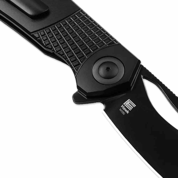 Couteau Kizer Hawk Polished DLC Titanium Lame Acier CPM S45VN Manche Black Titane Liner Lock KI4683A1 - Livraison Gratuite