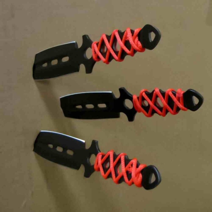 Couteaux de Lancer Kunai Hazard Rite Edge Lame Dague Acier 3Cr13 Noir Manche Cordon Etui Nylon CN211593 - Livraison Gratuite