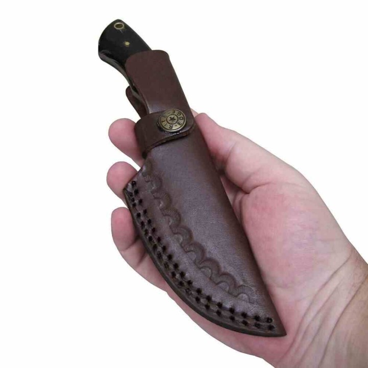 Couteau Lame Fixe Guthook Rite Edge Manche Corne de Buffle Lame Acier Inox Etui Cuir PA8022HN - Livraison Gratuite