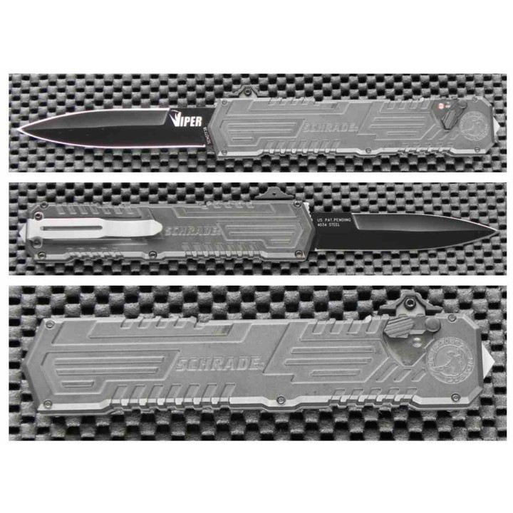 Couteau Automatique Schrade Viper OTF Lame Spear Point Acier 4034 Manche Alu Clip SCHOTF3B - Livraison Gratuite