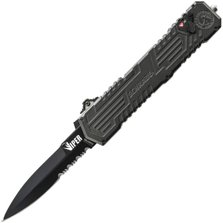 Couteau Automatique Schrade Viper OTF Lame Spear Point Serr Acier 4034 Manche Alu SCHOTF3BS - Livraison Gratuite
