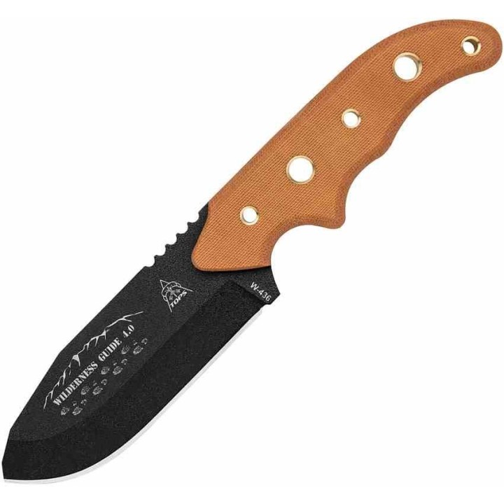 Couteau TOPS Wilderness Guide 4.0 Lame Acier 1095 Manche Micarta Tan Etui Nylon Molle USA TPWSG4 - Livraison Gratuite