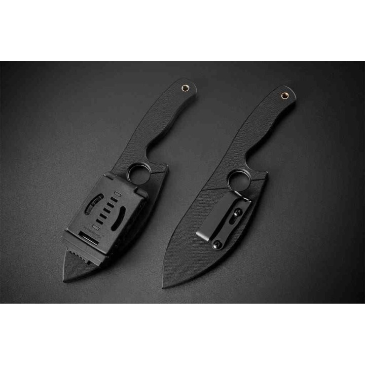 Couteau Petrified Fish PFH01DW Eel Lame Drop Point 9Cr18MoV Stonewash Manche G10 Noir Etui G10 PFKH01DW - Livraison Gratuite