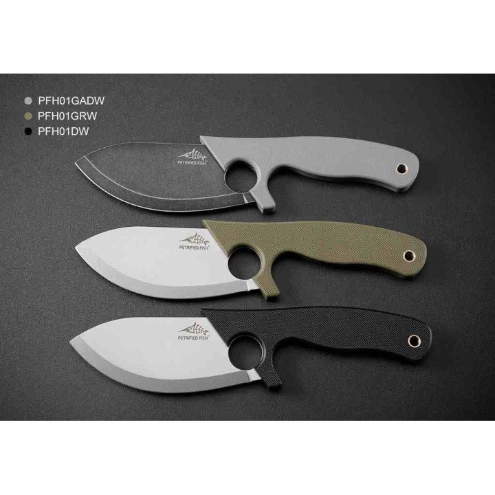 Couteau Petrified Fish PFH01DW Eel Lame Drop Point 9Cr18MoV Stonewash Manche G10 Noir Etui G10 PFKH01DW - Livraison Gratuite