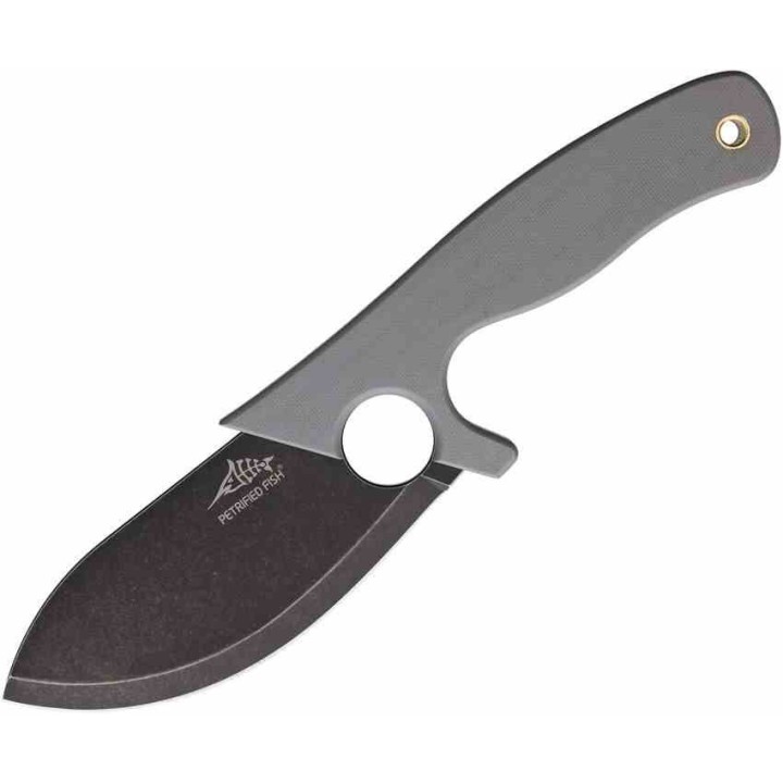 Couteau Petrified Fish Eel Gray Lame Drop Point 9Cr18MoV Blk Manche G10 Gray Etui G10 PFKH01GADW - Livraison Gratuite