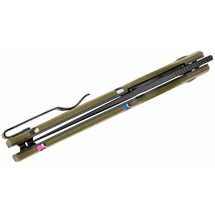 Couteau Kizer Militaw Green Lame Acier Nitro-V Noir Manche G-10 Vert Party Streamers Linerlock KIV3634A3 - Livraison Gratuite