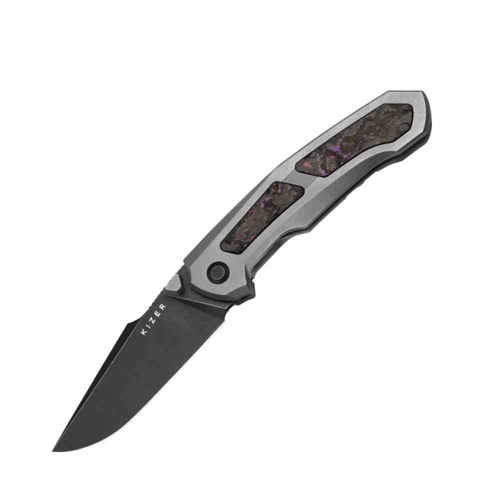 Couteau Kizer Feweed Purple Haze Lame Harpon CPM S35VN Manche Titane Framelock Clip KI3694A1 - Livraison Gratuite