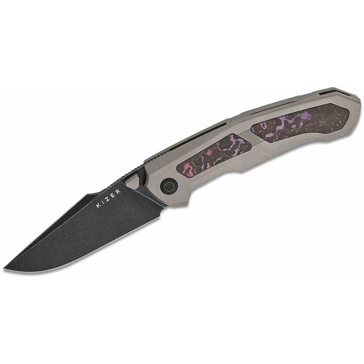 Couteau Kizer Feweed Purple Haze Lame Harpon CPM S35VN Manche Titane Framelock Clip KI3694A1 - Livraison Gratuite