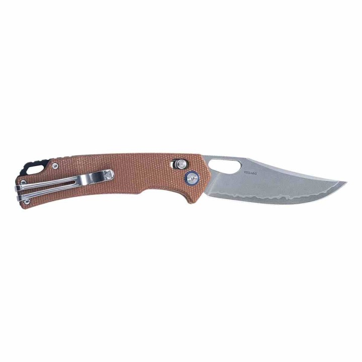 Couteau SRM Retreiver 9203-MN2 Brown Lame Acier Laminé 140Cr Manche Micarta Clip SRM9203MN2 - Livraison Gratuite