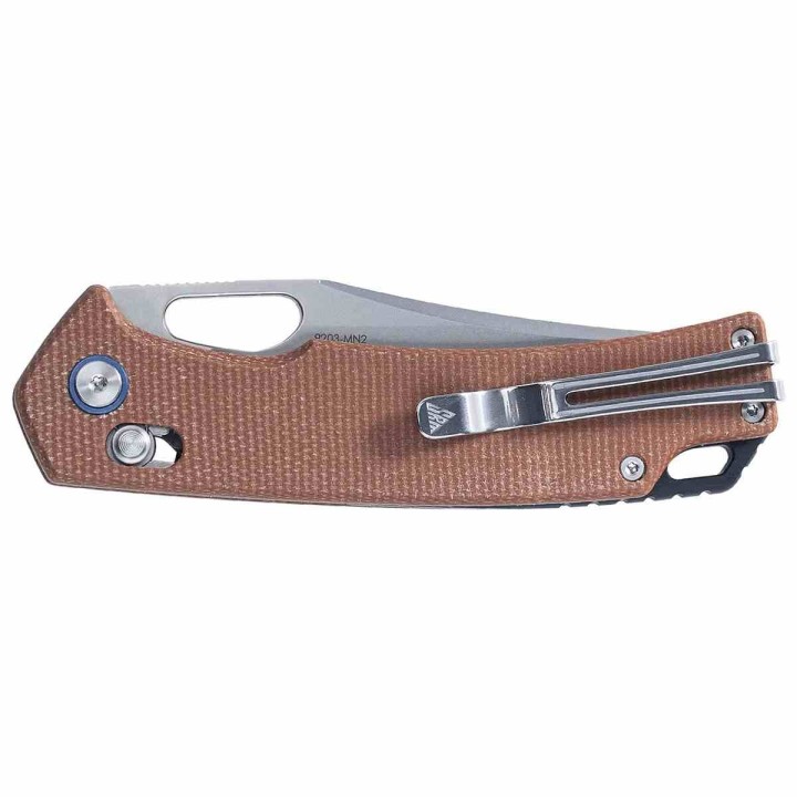 Couteau SRM Retreiver 9203-MN2 Brown Lame Acier Laminé 140Cr Manche Micarta Clip SRM9203MN2 - Livraison Gratuite