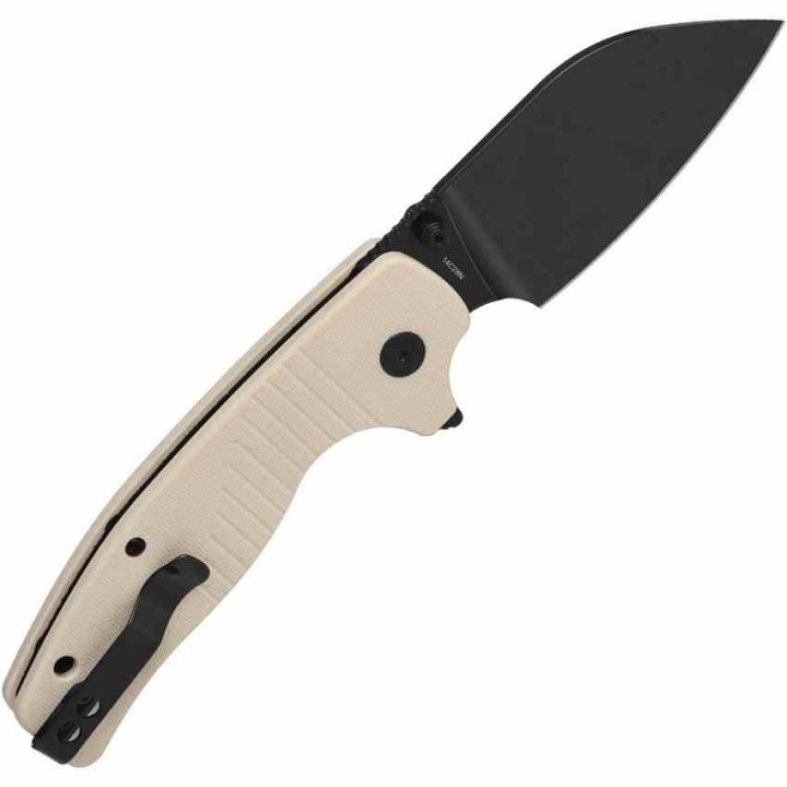 Couteau QSP Chefmaster Ivory Lame Sheepsfoot 14C28N Blackwash Manche G-10 Liner Lock IKBS QS163B2 - Livraison Gratuite