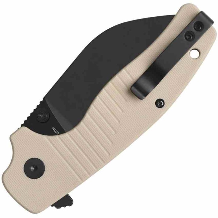 Couteau QSP Chefmaster Ivory Lame Sheepsfoot 14C28N Blackwash Manche G-10 Liner Lock IKBS QS163B2 - Livraison Gratuite