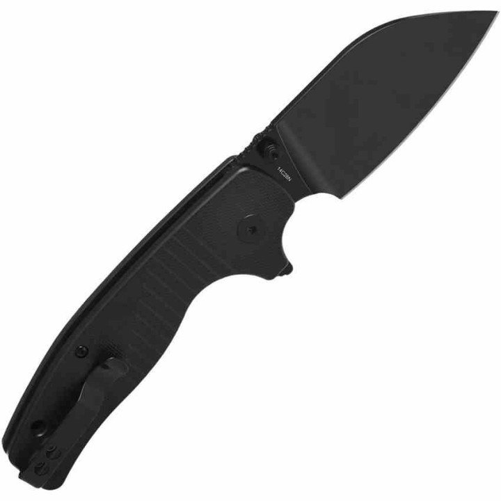 Couteau QSP Chefmaster Black Lame Sheepsfoot 14C28N Blackwash Manche G-10 Liner Lock IKBS QS163A2 - Livraison Gratuite