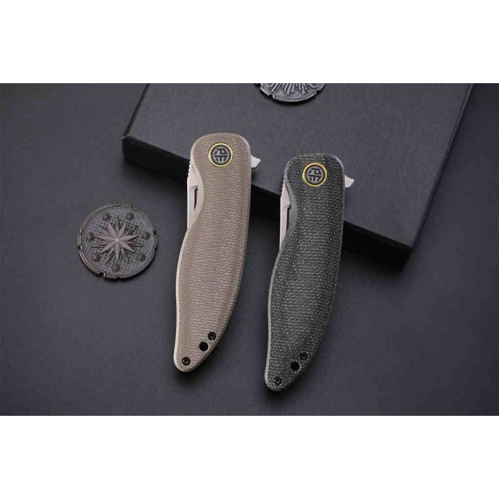 Couteau Petrified Fish PFP06 Simum Black Lame Trailing Point Acier K110 Satin Manche Micarta IKBS PFKP06DMS - Livraison Gratuite