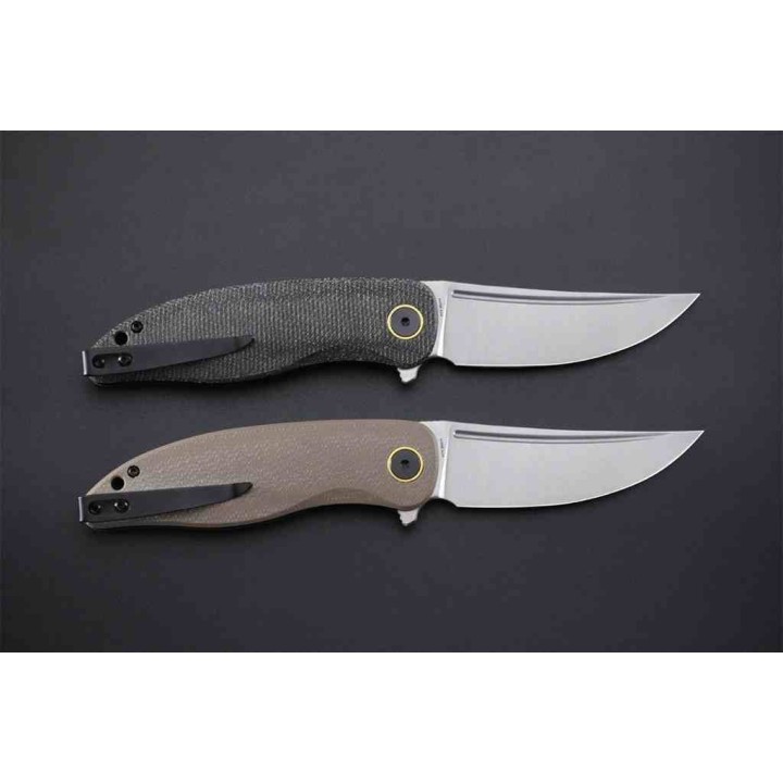 Couteau Petrified Fish PFP06 Simum Black Lame Trailing Point Acier K110 Satin Manche Micarta IKBS PFKP06DMS - Livraison Gratuite