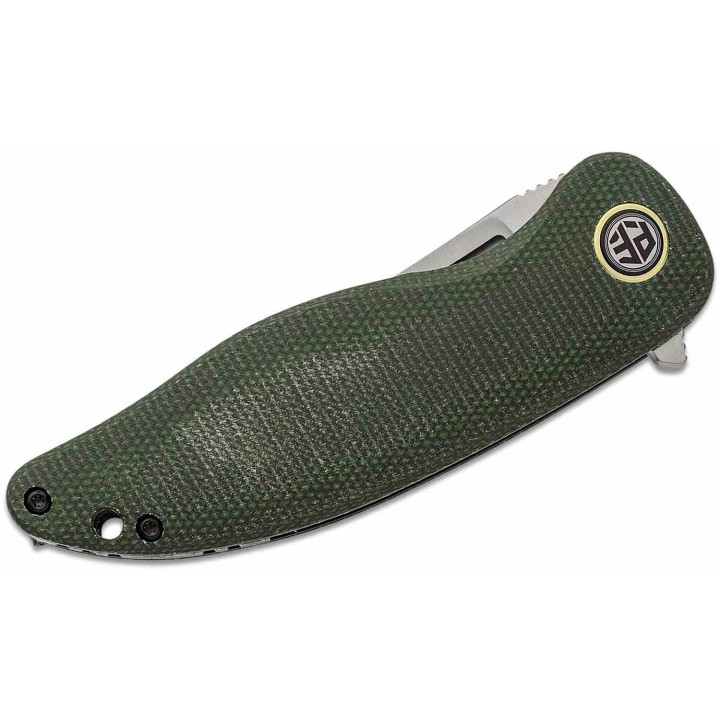 Couteau Petrified Fish PFP06 Simum Green Lame Acier K110 Satin Manche Micarta IKBS PFKP06GRMS - Livraison Gratuite