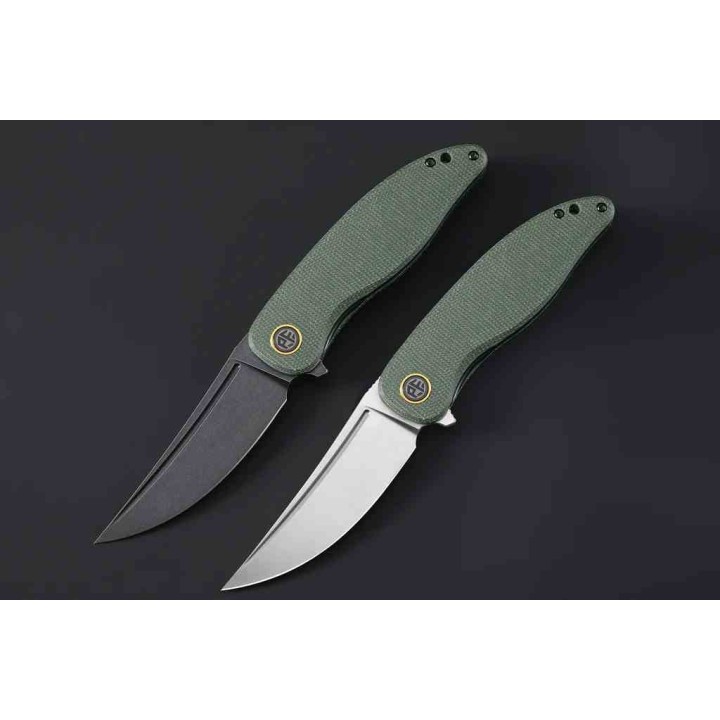 Couteau Petrified Fish PFP06 Simum Green Lame Acier K110 Satin Manche Micarta IKBS PFKP06GRMS - Livraison Gratuite
