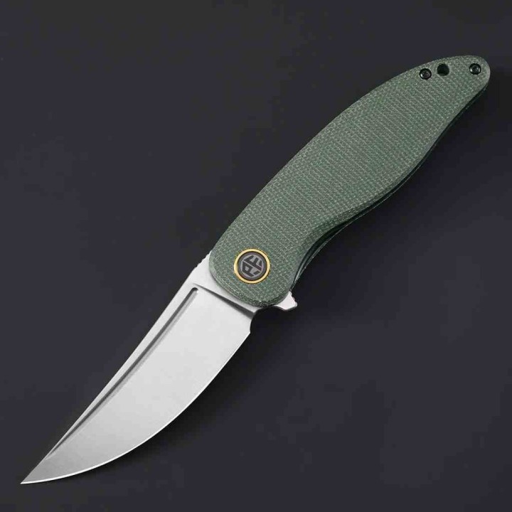 Couteau Petrified Fish PFP06 Simum Green Lame Acier K110 Satin Manche Micarta IKBS PFKP06GRMS - Livraison Gratuite