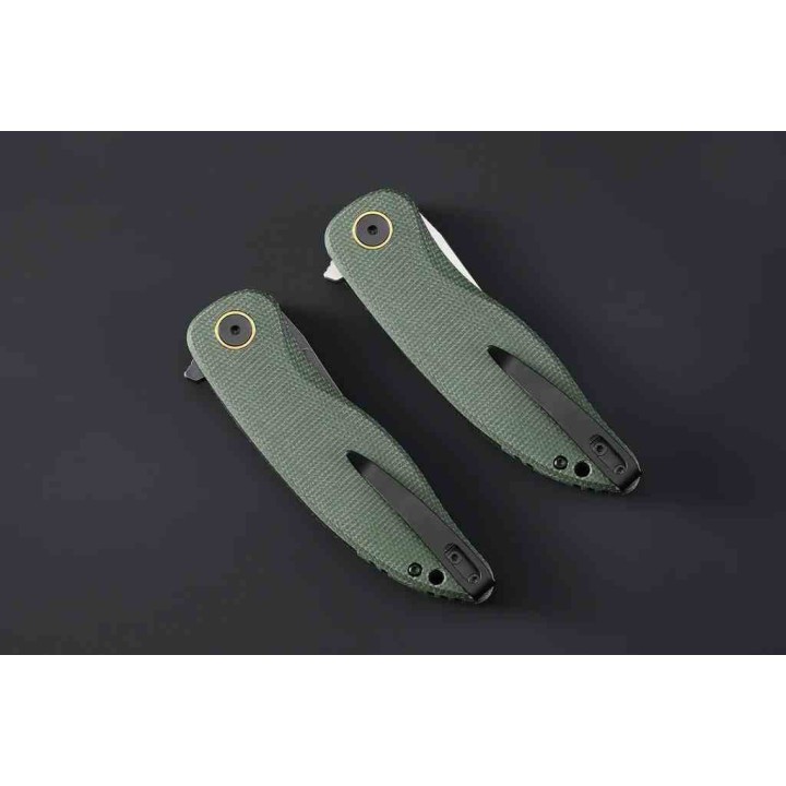 Couteau Petrified Fish PFP06 Simum Green Lame Acier K110 Satin Manche Micarta IKBS PFKP06GRMS - Livraison Gratuite