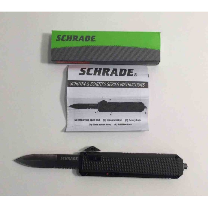 Couteau Schrade Viper OTF Automatique Lame AUS-8 Blk Ser Manche Alu Clip SCHOTF4BS - Livraison Gratuite