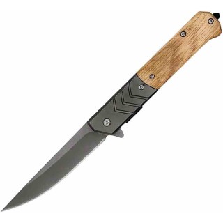 Lot de 3 Couteau ElitEdge A/O Bois Lame Acier 420C Manche Bois Marron Brise-Vitres Linerlock EE10A106WD - Livraison Gratuite