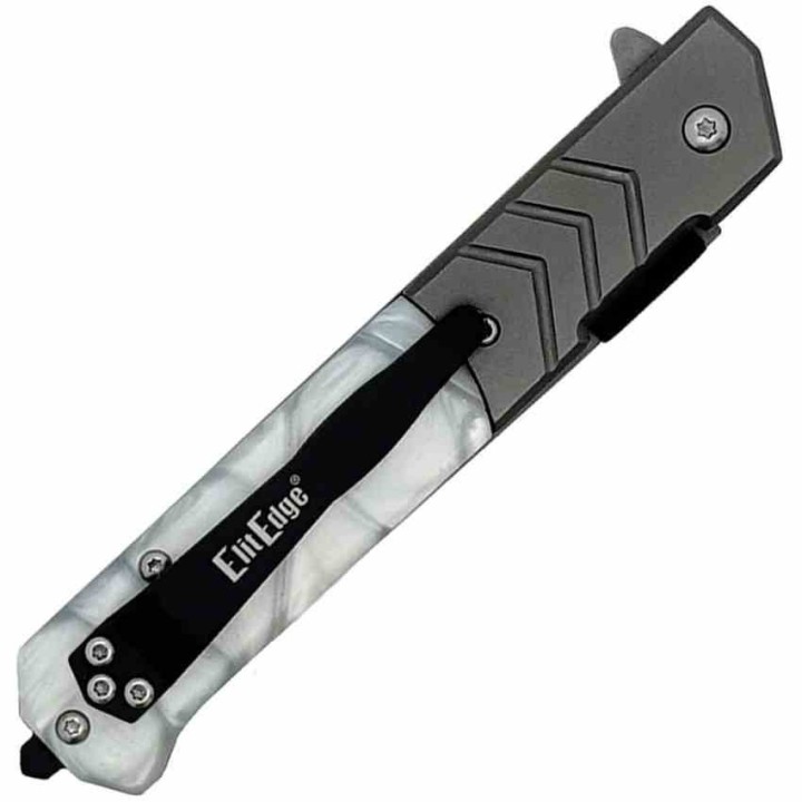 Lot de 3 Couteau ElitEdge A/O Résine MOP Lame Acier 420C Manche Résine Brise-Vitres Linerlock EE10A106WP - Livraison Gratuite