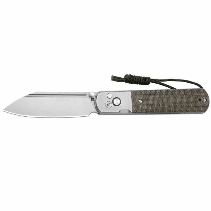 Couteau Artisan Cutlery Holm OD Green Lame Wharncliffe AR-RPM9 Manche Micarta Button Lock ATZ1875GODG - Livraison Gratuite