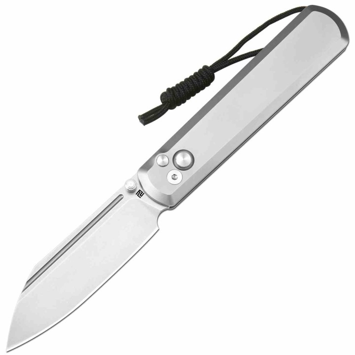 Couteau Artisan Cutlery Holm Titane Lame Wharncliffe Acier CPM S90V IKBS Button Lock Clip ATZ1875GGY - Livraison Gratuite