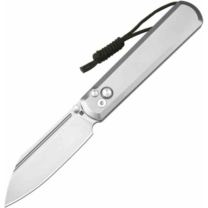 Couteau Artisan Cutlery Holm Titane Lame Wharncliffe Acier CPM S90V IKBS Button Lock Clip ATZ1875GGY - Livraison Gratuite