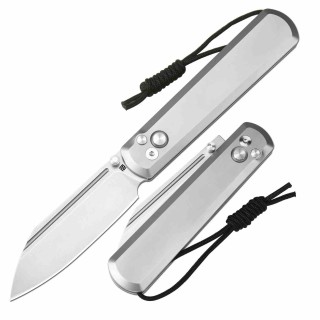 Couteau Artisan Cutlery Holm Titane Lame Wharncliffe Acier CPM S90V IKBS Button Lock Clip ATZ1875GGY - Livraison Gratuite