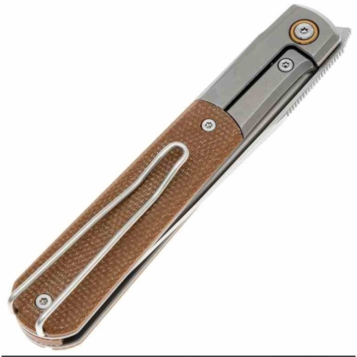 Couteau Real Steel Barlow RB-7 Lame Acier S35VN Manche Titane & Micarta Naturel FrameLock IKBS RS7892 - Livraison Gratuite