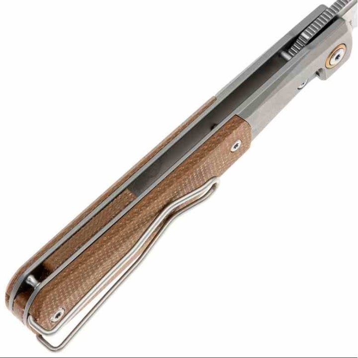 Couteau Real Steel Barlow RB-7 Lame Acier S35VN Manche Titane & Micarta Naturel FrameLock IKBS RS7892 - Livraison Gratuite