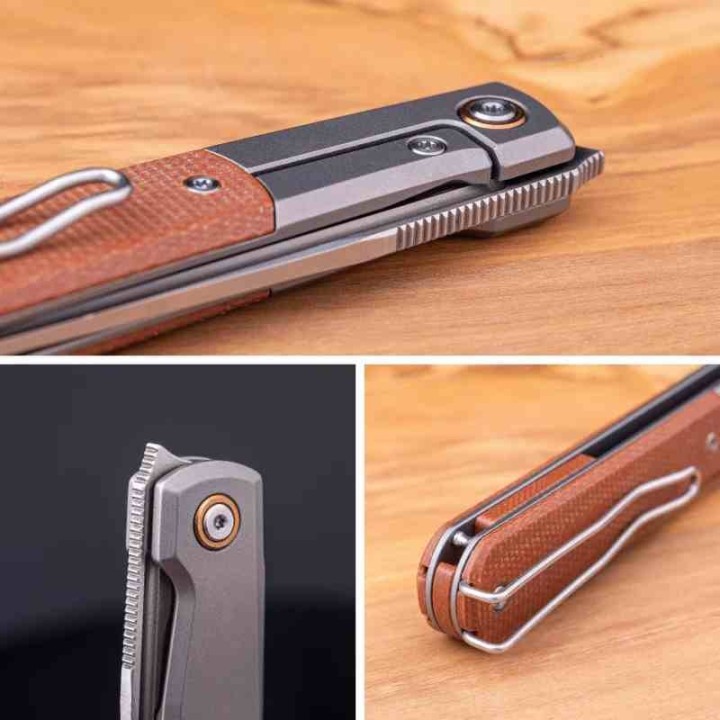 Couteau Real Steel Barlow RB-7 Lame Acier S35VN Manche Titane & Micarta Naturel FrameLock IKBS RS7892 - Livraison Gratuite