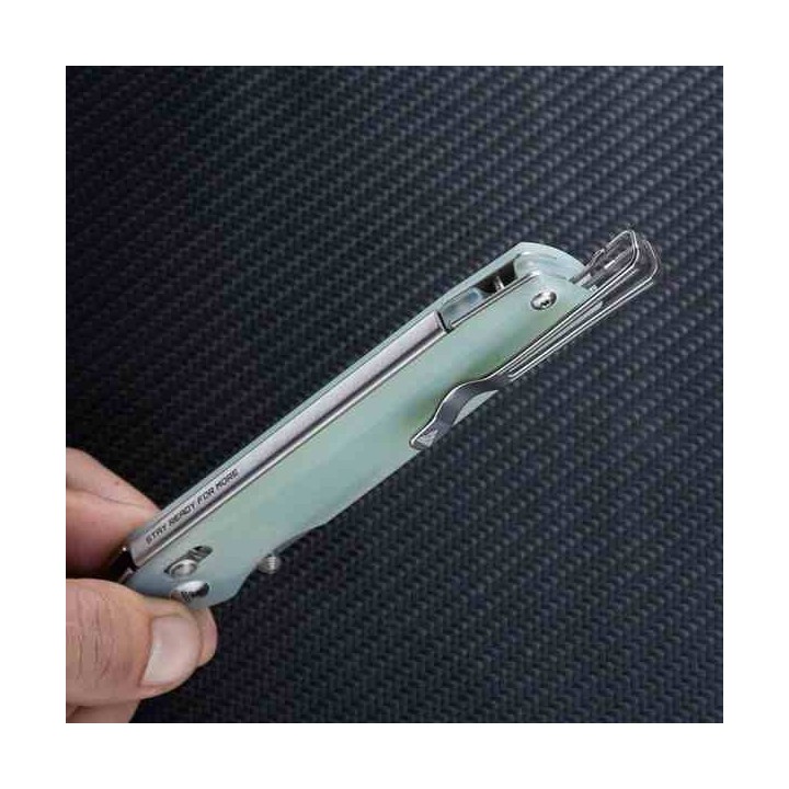 Couteau SRM 258L-GC Ambi-Lock Jade Lame Acier D2 Manche G10 IKBS Clip SRM258LGC - Livraison Gratuite