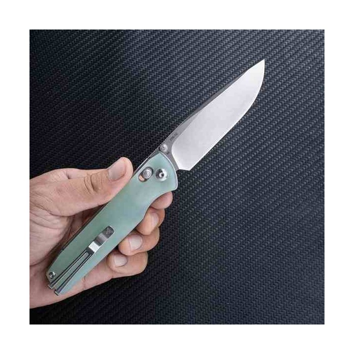 Couteau SRM 258L-GC Ambi-Lock Jade Lame Acier D2 Manche G10 IKBS Clip SRM258LGC - Livraison Gratuite