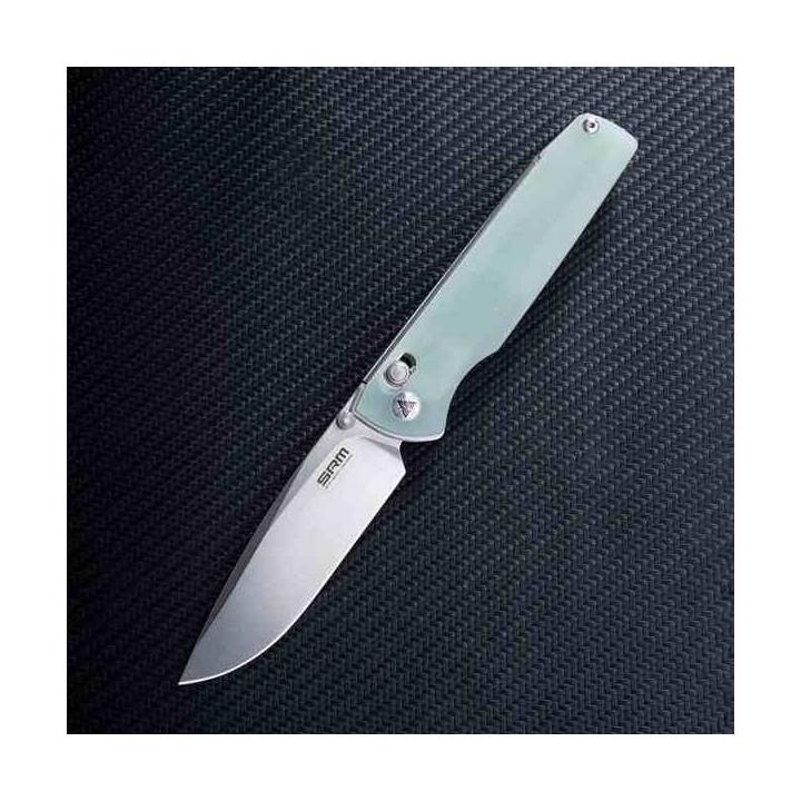Couteau SRM 258L-GC Ambi-Lock Jade Lame Acier D2 Manche G10 IKBS Clip SRM258LGC - Livraison Gratuite