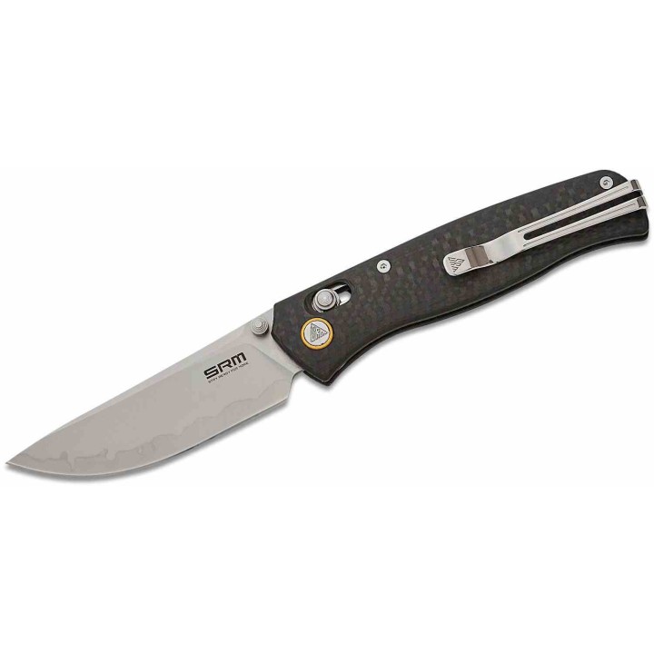 Couteau SRM 255L-CB2 Ambi-Lock Lame Composite 3 Couches Manche FCarbone IKBS Clip SRM255LCB2 - Livraison Gratuite
