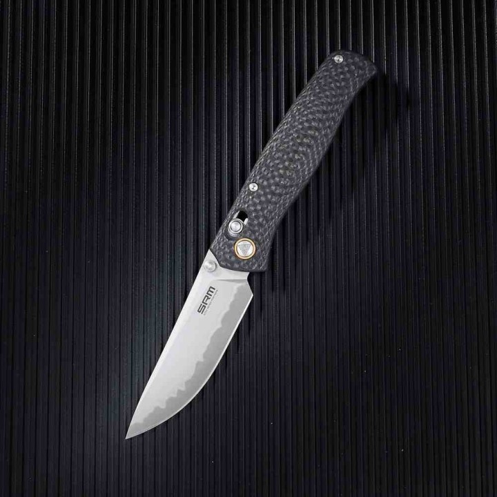 Couteau SRM 255L-CB2 Ambi-Lock Lame Composite 3 Couches Manche FCarbone IKBS Clip SRM255LCB2 - Livraison Gratuite