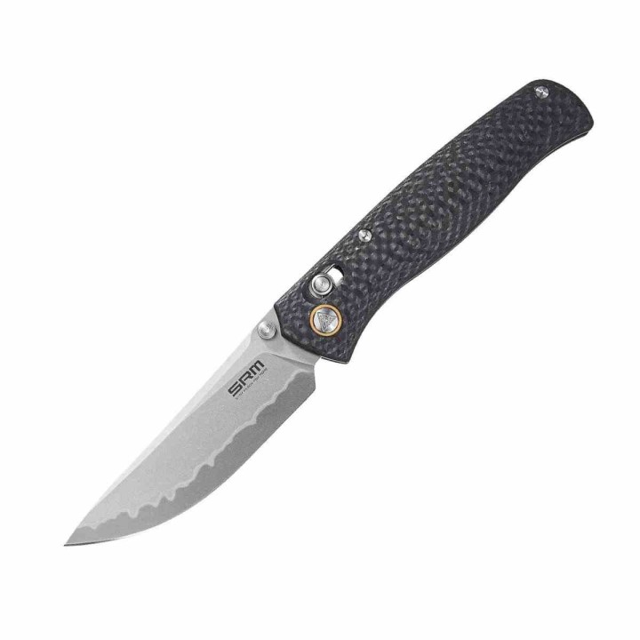 Couteau SRM 255L-CB2 Ambi-Lock Lame Composite 3 Couches Manche FCarbone IKBS Clip SRM255LCB2 - Livraison Gratuite