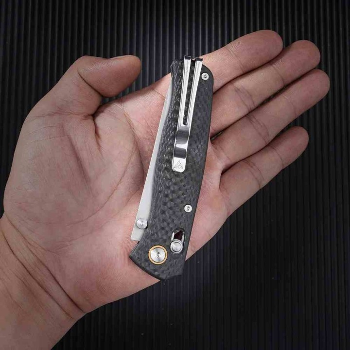 Couteau SRM 255L-CB2 Ambi-Lock Lame Composite 3 Couches Manche FCarbone IKBS Clip SRM255LCB2 - Livraison Gratuite