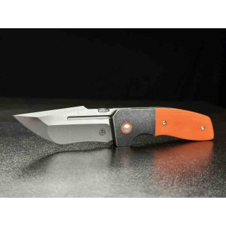 Couteau Begg Knives One Orange Lame Tanto Recurve Acier VG10 Manche G10 Framelock Clip BG063 - Livraison Gratuite