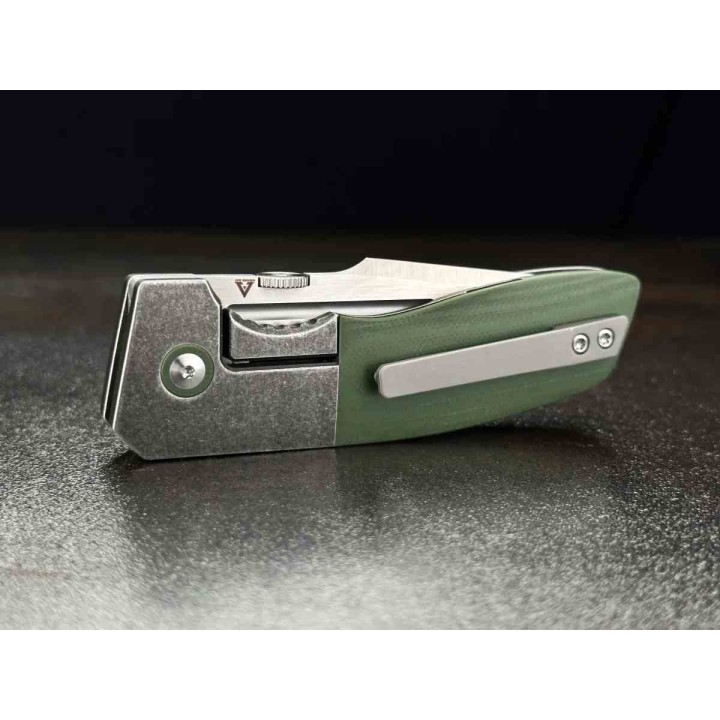 Couteau Begg Knives One Od Green Lame Tanto Recurve Acier VG10 Manche G10 Framelock Clip BG062 - Livraison Gratuite