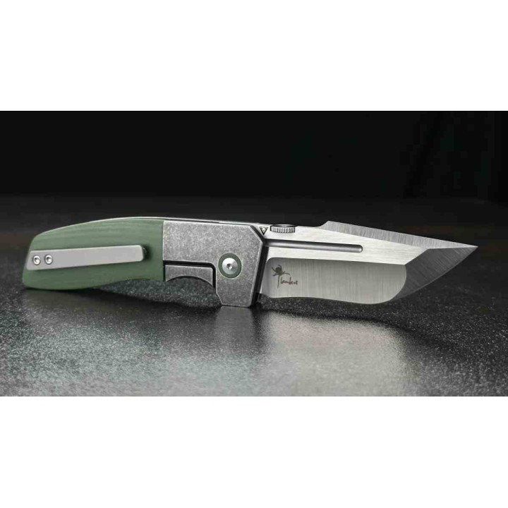 Couteau Begg Knives One Od Green Lame Tanto Recurve Acier VG10 Manche G10 Framelock Clip BG062 - Livraison Gratuite
